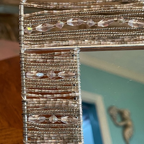 Silver Beaded Vanity Mirror - Picture 2 of 7